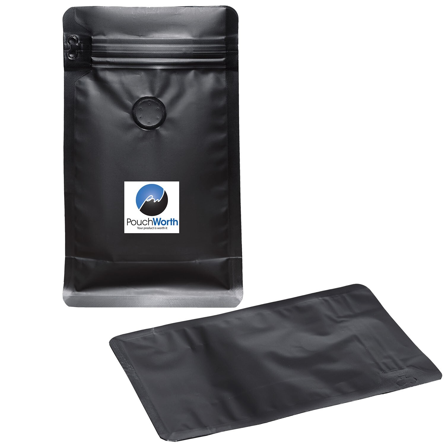100 Pack 8 oz Coffee Bags with Valve Black Flat Bottom Coffee Beans Packaging