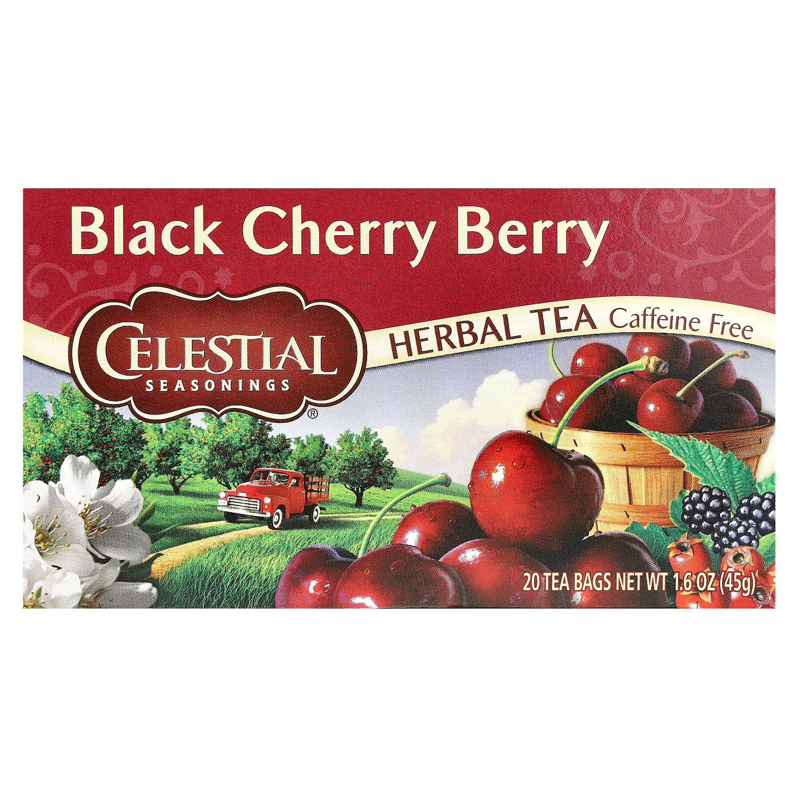Herbal Tea, Black Cherry Berry, Caffeine Free, 20 Tea Bags, 1.6 oz (45 g)