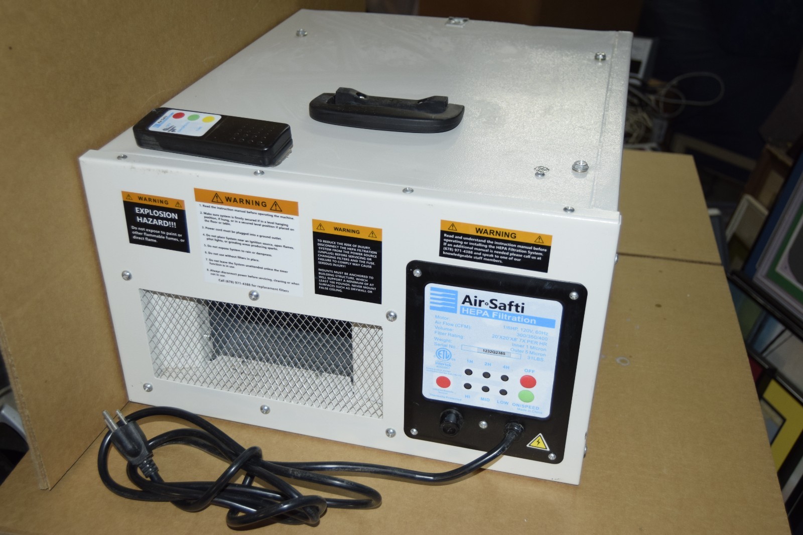 Air-Safti AS1200 High Performance HEPA Filtration with Remote **TESTED**