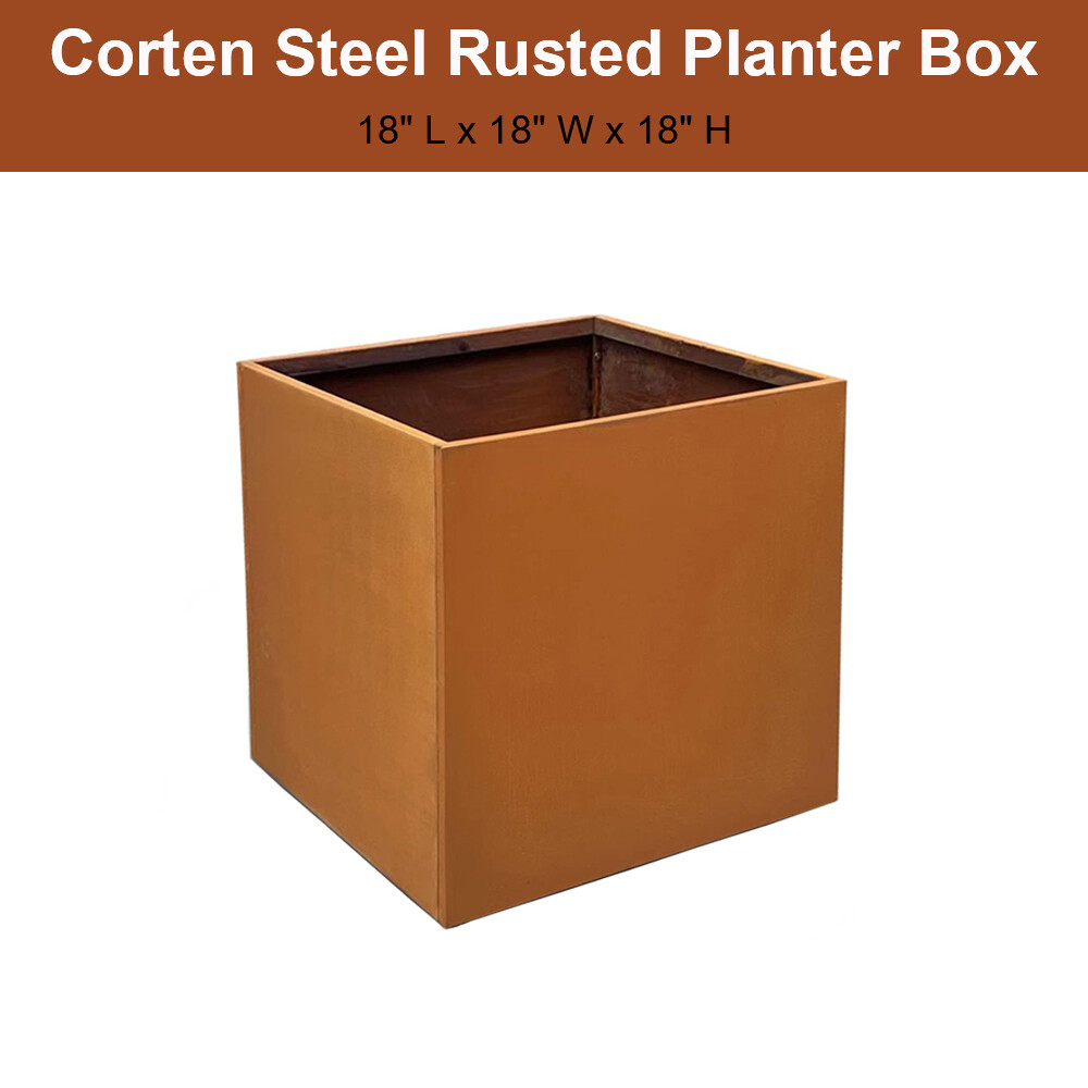18x18x18 inch Corten Steel Planter Box Metal Garden Planter Pot for Outdoor Yard