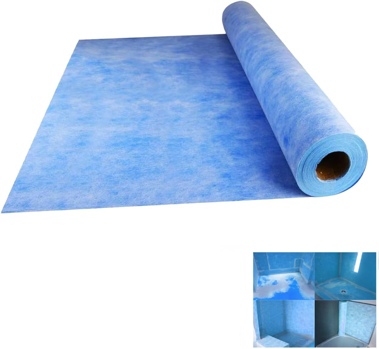 Shower Waterproofing Membrane Roll, 3.3X98.5 FT, 323 Sq Ft, 23.6 Mil | Blue HDPE