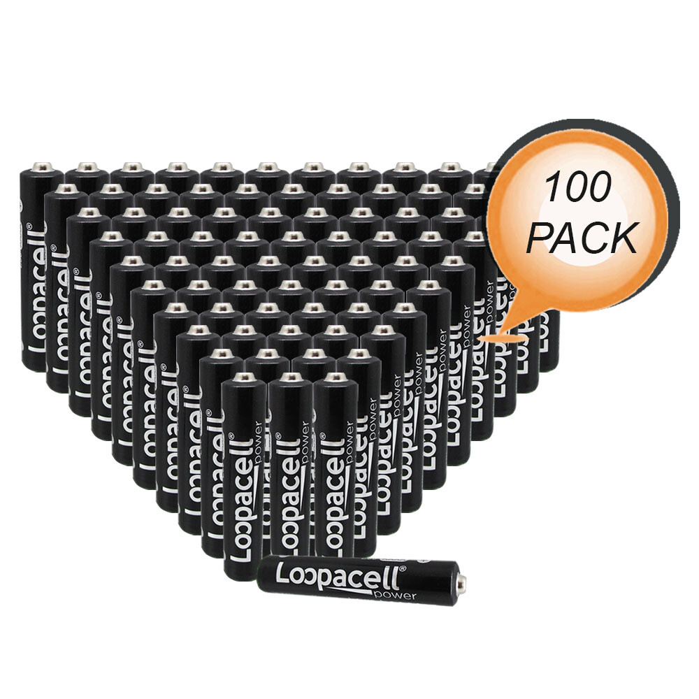 Pack of 100 Loopacell E96 AAAA Alkaline Batteries