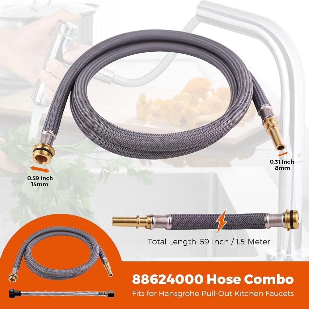 NSF-Certified Pull-Out Hose Combo for Hansgrohe Faucets – 59 Inch & 10.5 Inch
