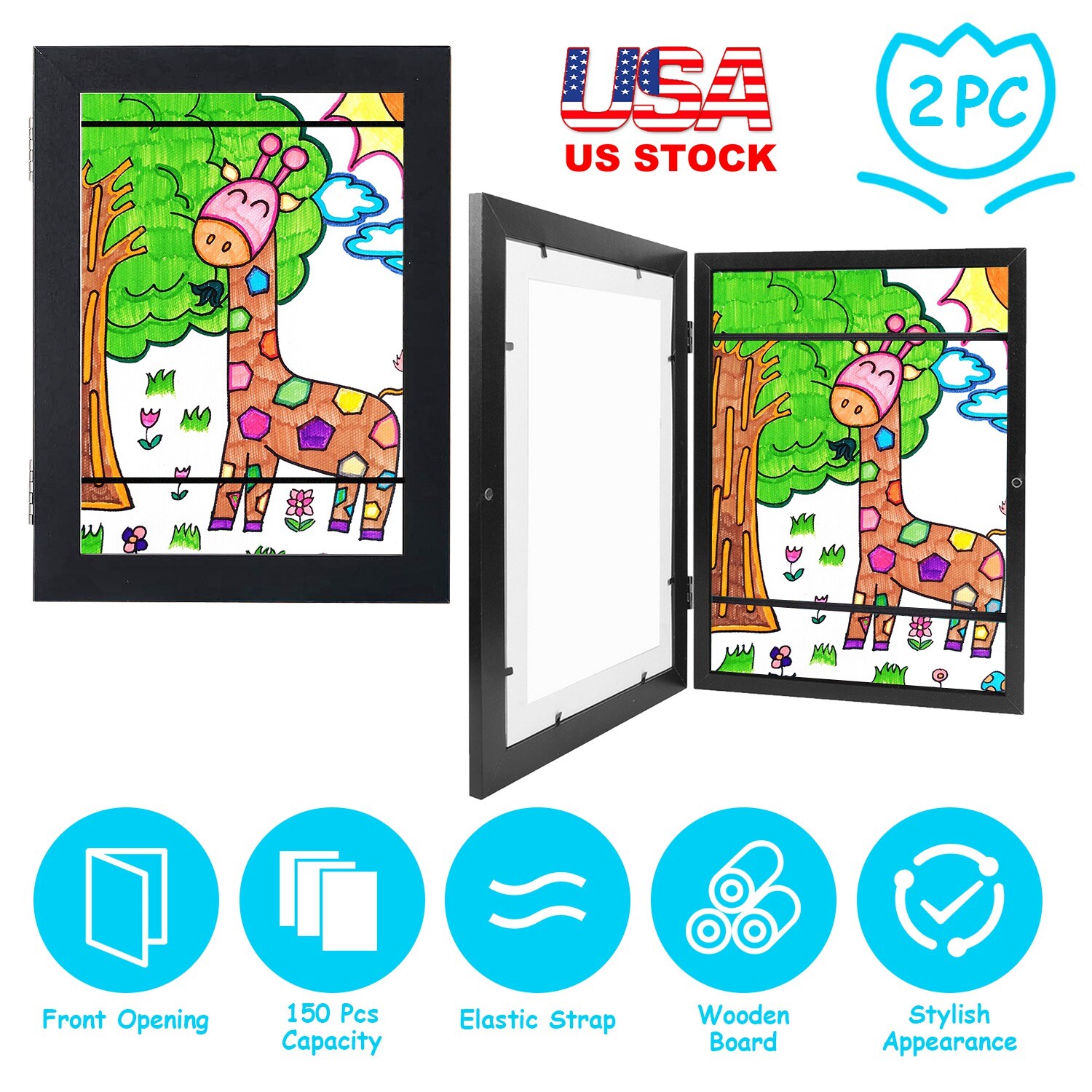 Kids Art Frame Magnetic Front Opening Changeable Children Artwork Picture Frame