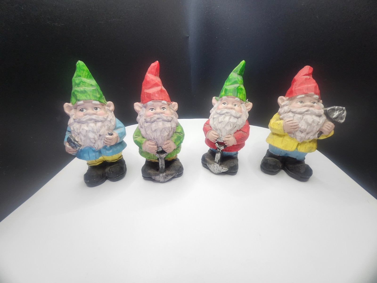 Four piece mini garden gnomes four and a half inches tall perfect for a ferry…