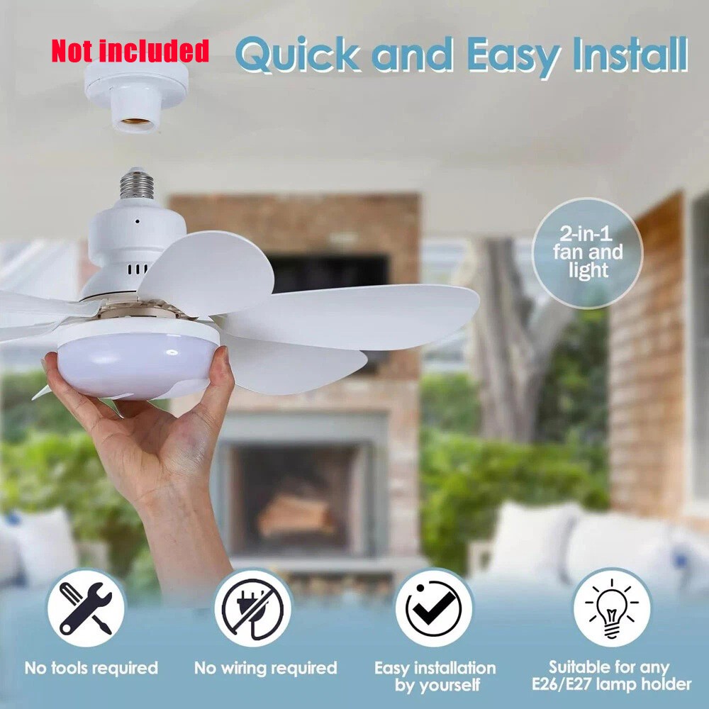Socket Fan Light Ceiling Fans With Lights And Remote Dimmable LED Ceiling Fan US