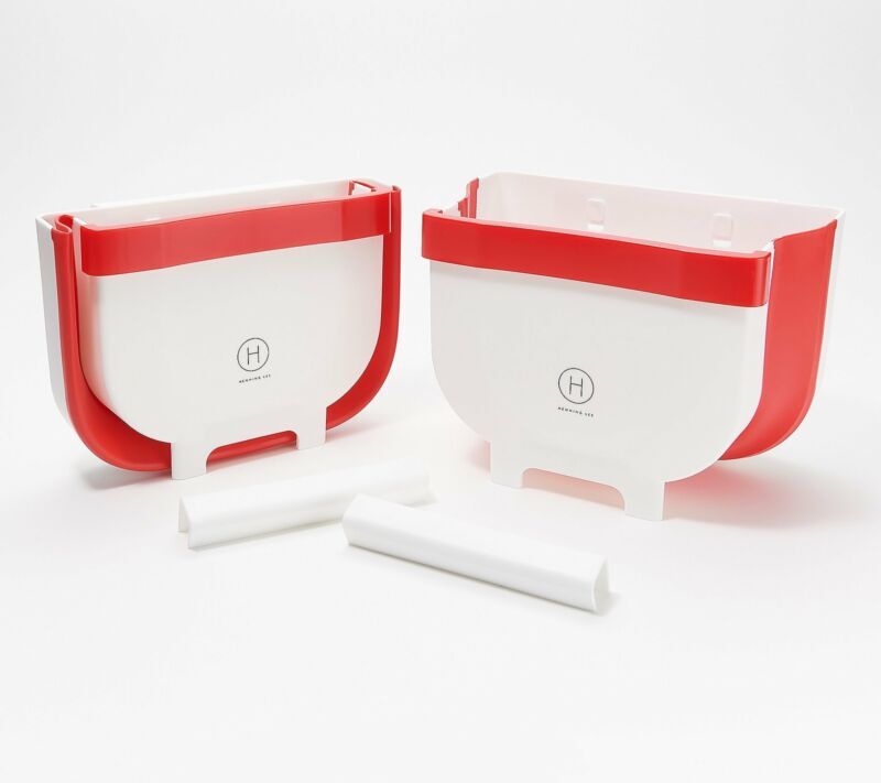 Henning Lee S/2 4.75 Quart Collapsible Countertop Waste Bins