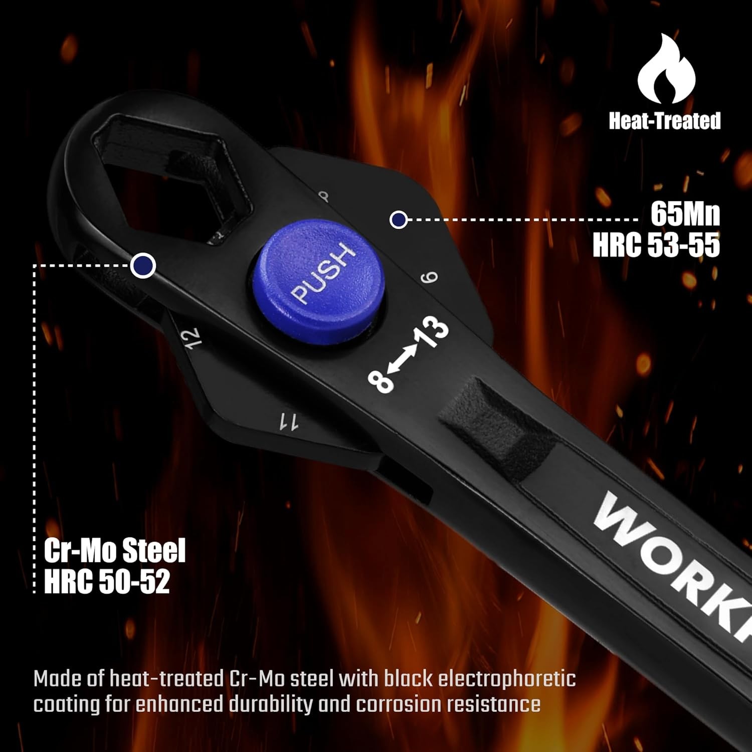 WORKPRO 2PC 12-in-1 Universal Adjustable Wrench Set 8-19mm Metric 5/16″-3/4″ SAE