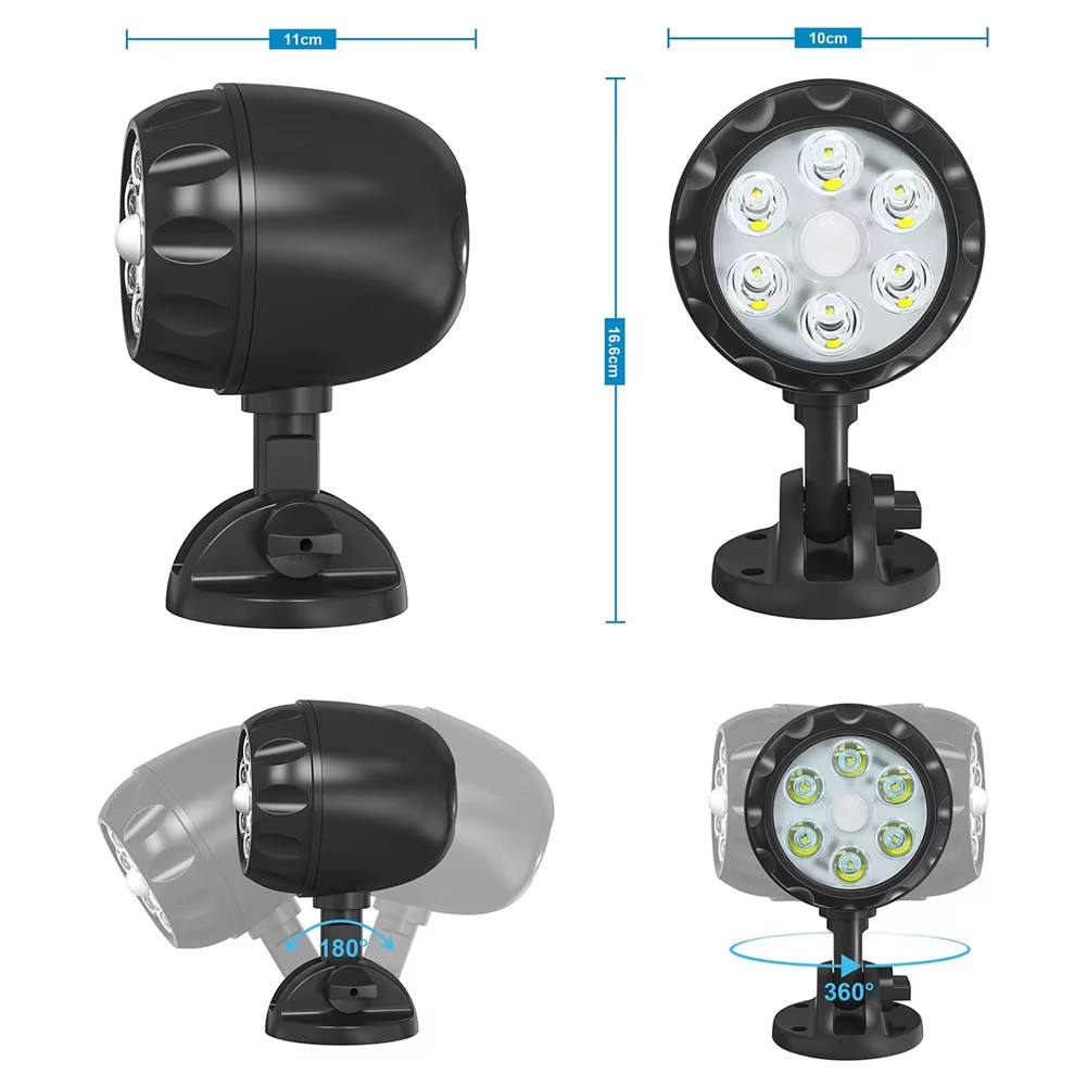 Battery Powered Motion Sensor Security Light Outdoor Garden Lamp 6 Led Spotlight