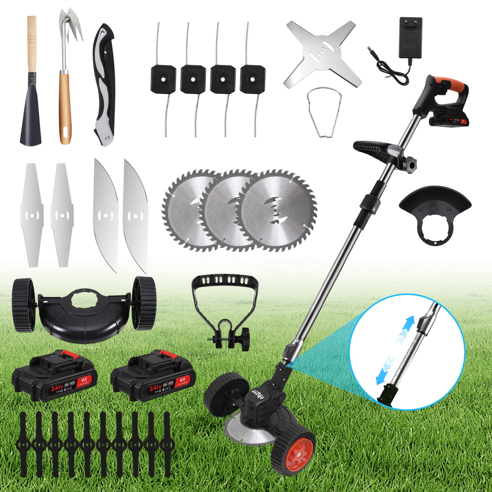 Electric Cordless Grass String Trimmer Lawn Edger Weed Wacker Cutter +2 Battery