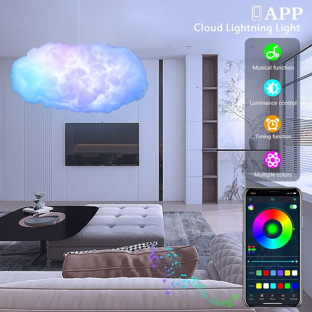 ZOKON 3D Big Cloud Lightning Light 60-70cm L x 35-40cm W x 4cm H, Multicolor