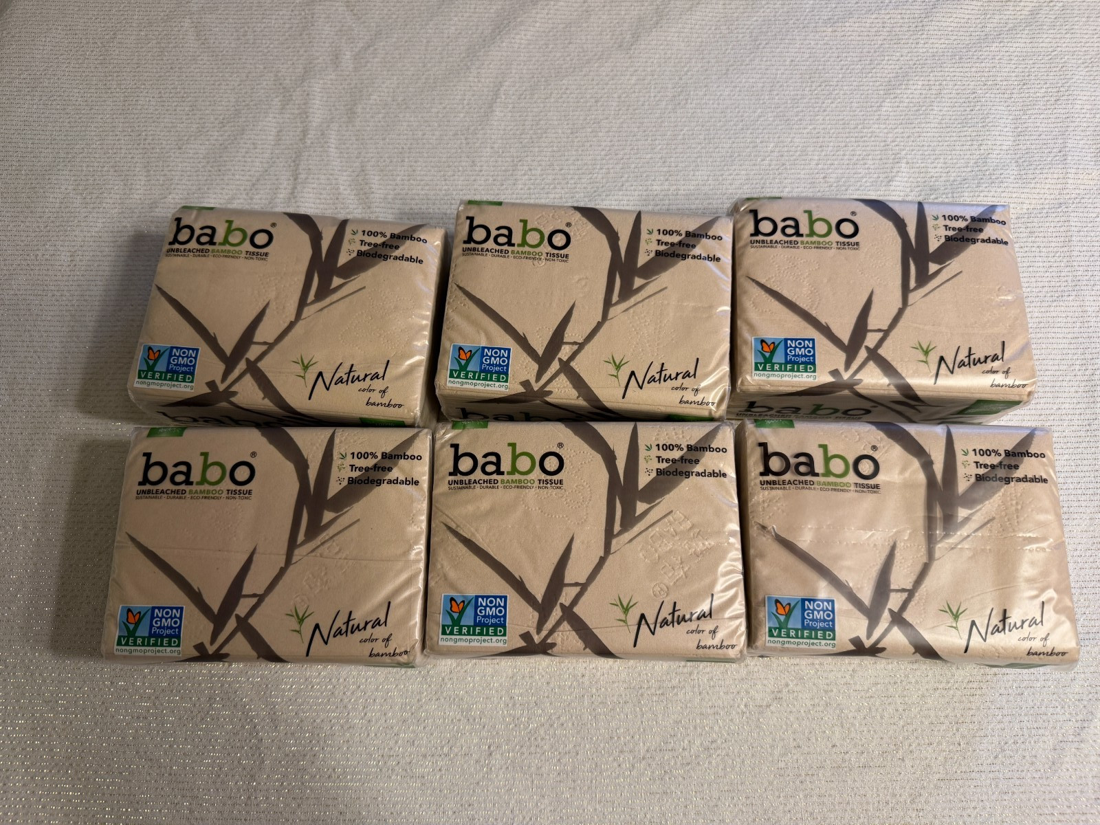 BABO Bamboo Tissue Paper 6 Pack Unbleached Eco Friendly Natural Non GMO