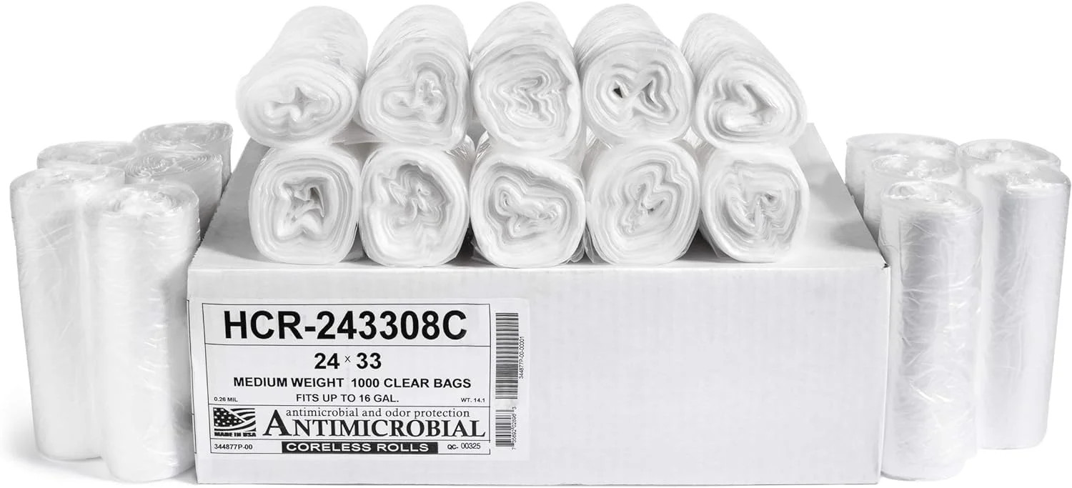 Aluf Plastics High Density Trash Bags, 16 Gallon, 1000 Count, 8 Micron (eq), 24″