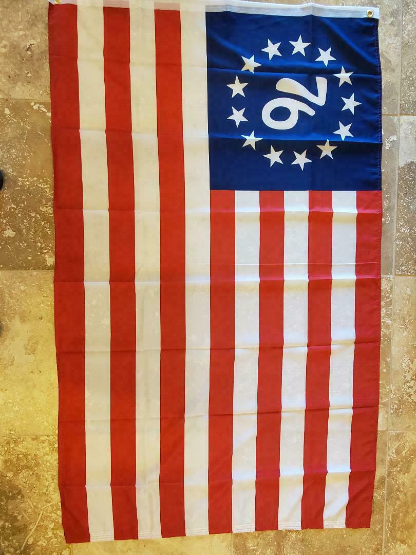 BETSY ROSS ’76 Flag 3×5 Feet 100% American Flag Brass Grommet USA SPIRIT OF 1776