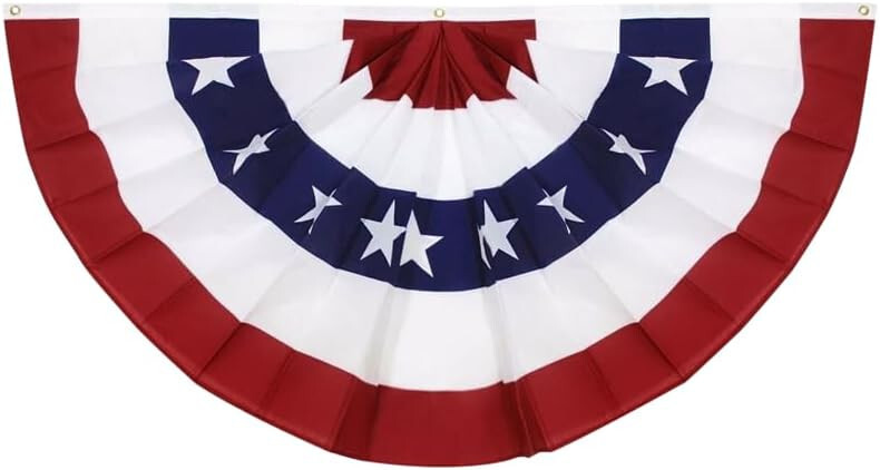USA Pleated Fan Flag 3′ by 5′ Feet American US Bunting Flags Half 5X3 Fan Banner
