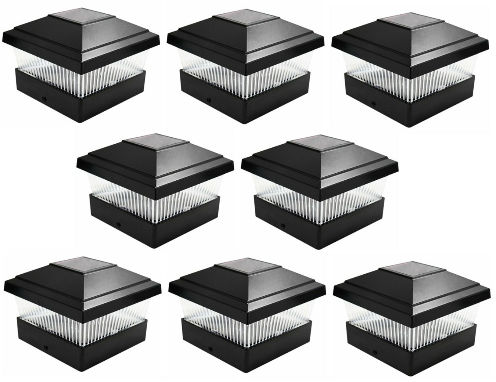 8 Pack Solar Black/Copper/Off White Square Post Fence Mount Cap Lights 5×5 Post