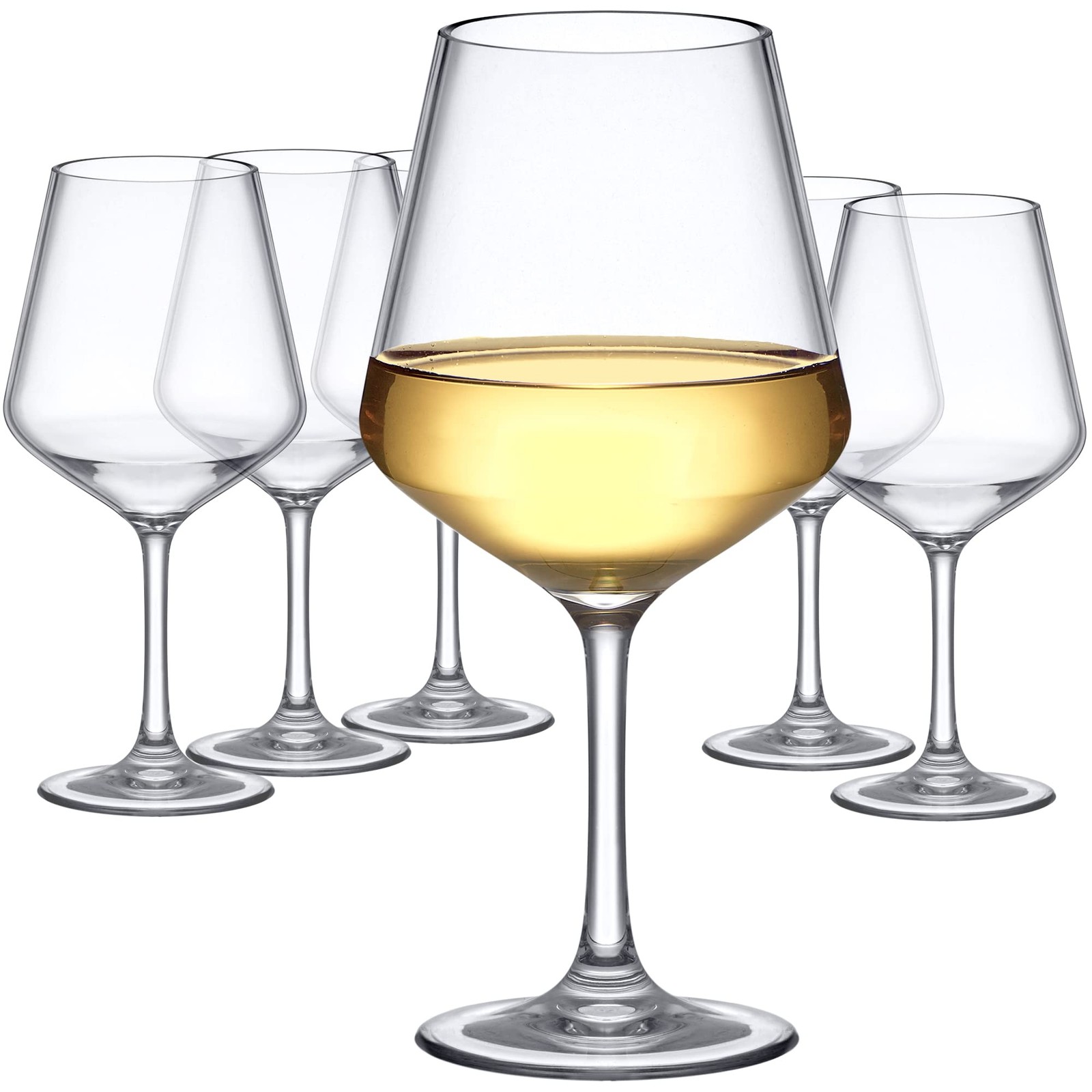 Unbreakable Tritan Wine Glasses 14-Ounce – Set of 6, BPA-Free, Dishwasher Safe