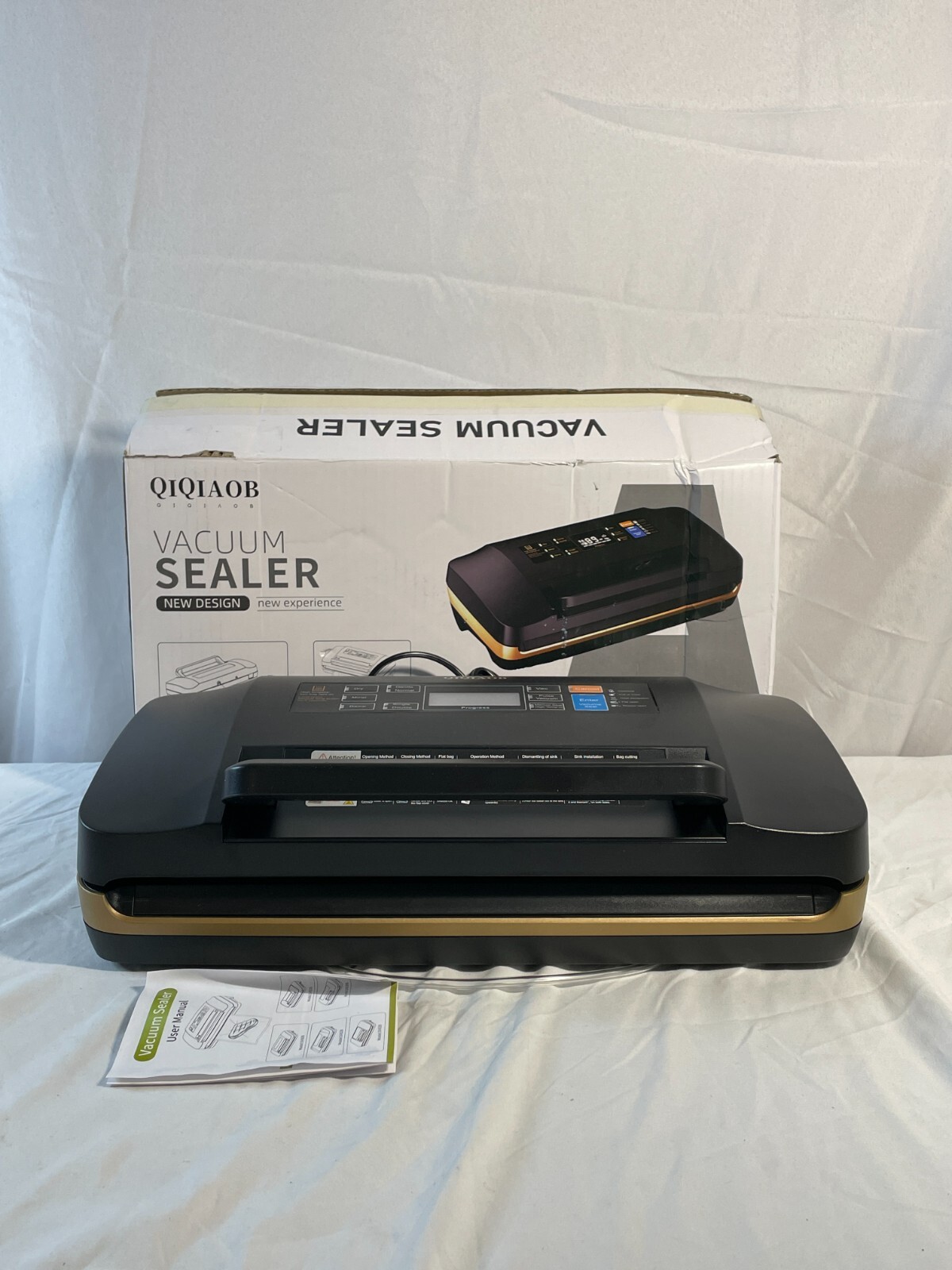 Qiqiaob SV608 Black Quiet 65Kpa Fully Automatic Air Food Vacuum Sealer