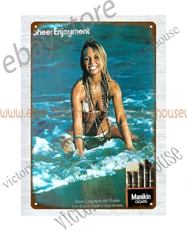 latest home interior design 1970s Manikin cigars Sheer Enjoyment metal tin sign