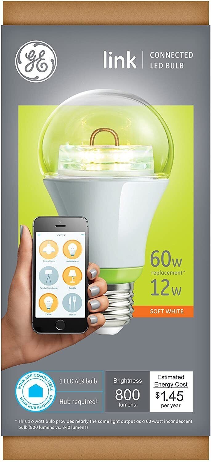 2PK GE Link Smart LED Light Bulb A19 Soft White Amazon Alexa Echo Wink Zigbee
