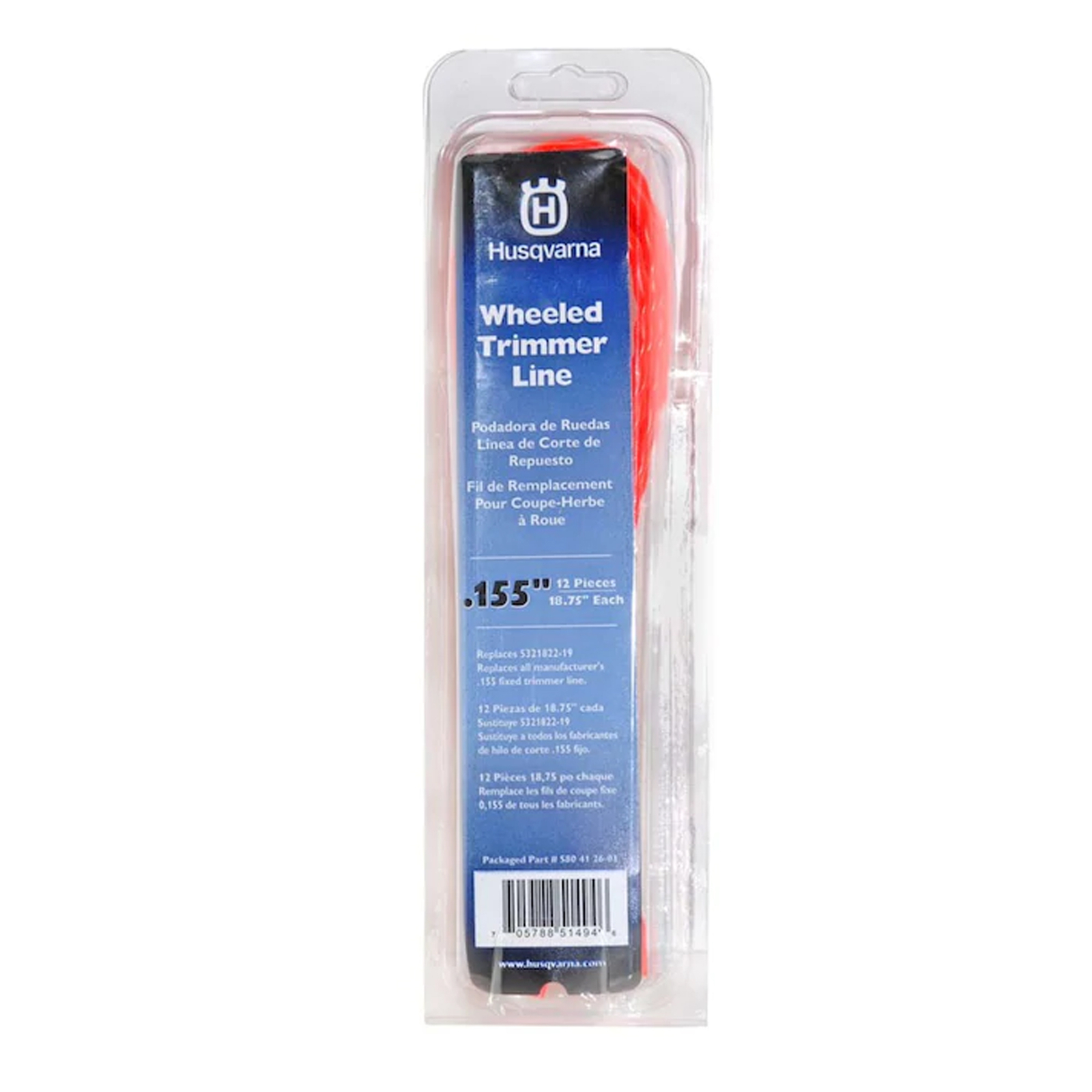 Husqvarna Wheeled Trimmer Line 12 Pack 0.155� x 18.75� / HU625HWT / 580412601