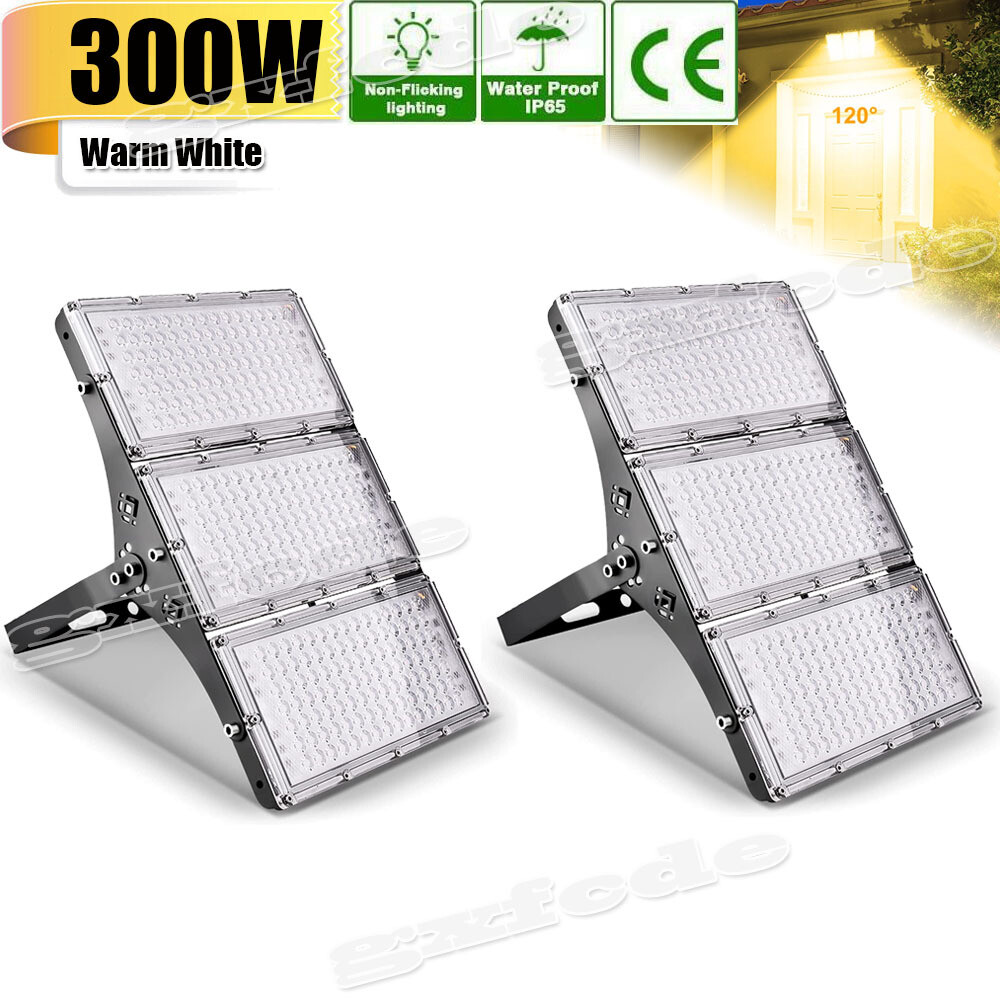 2x 300W LED Flood Light Module Warm White Ouoor Spotlight Garden Lamp Bright