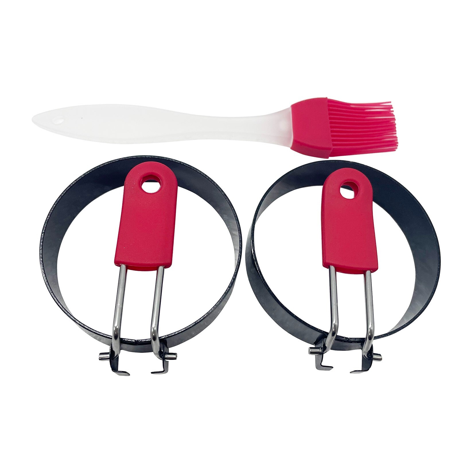 2 Pcs/Set Fried Egg Molds Kitchen Tool Stainless Egg Rings Shaper With Brush