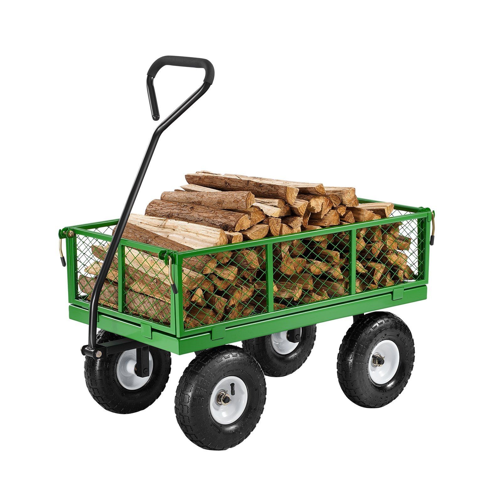 680lb Steel Yard Cart 10in Wheels 3.33cu.ft Capacity Flatbed+Fenced Mode