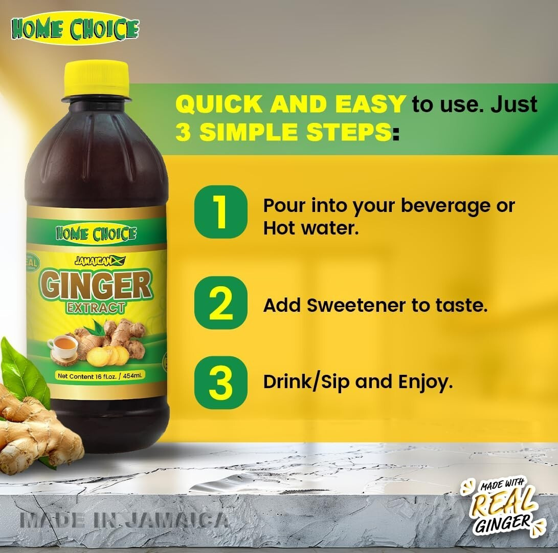 Home Choice Ginger Extract 3-Pack 16oz Bottles – Jamaican, Strong & Pure