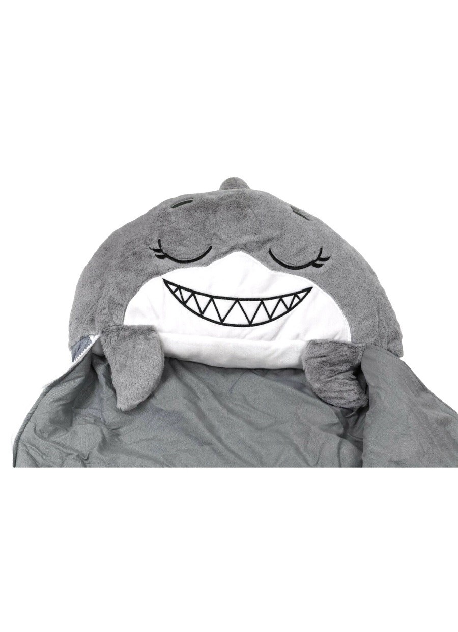 HAPPY NAPPERS Gray Shark Medium Sleeping Bag Packaging is DISTRESSED, Non-Retail