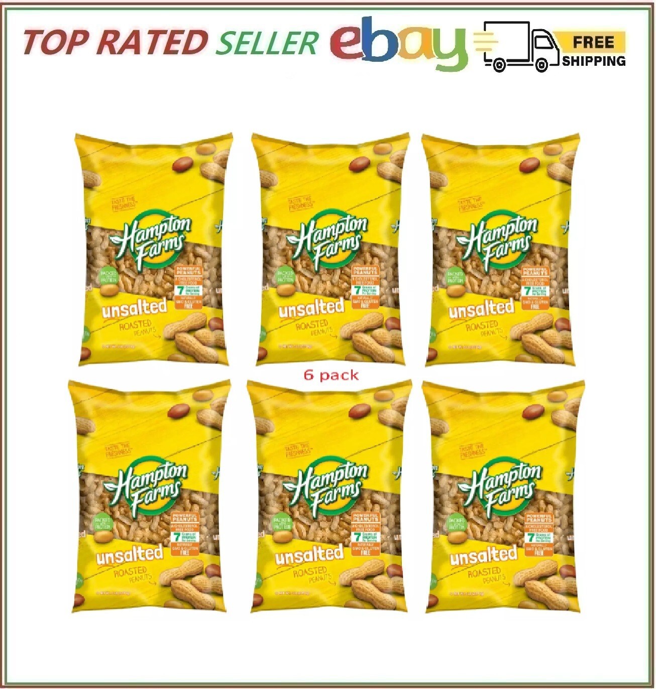 6-pack Hampton Farms Unsalted In-Shell Peanuts (5 lbs.)