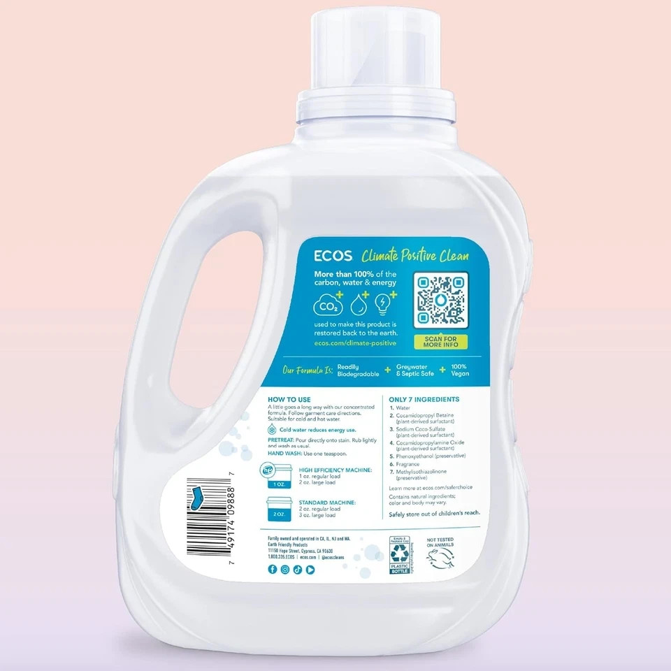 ECOS Laundry Detergent Liquid, 200 Loads , Magnolia Lily, 100 Fl Oz (Pack of 2)