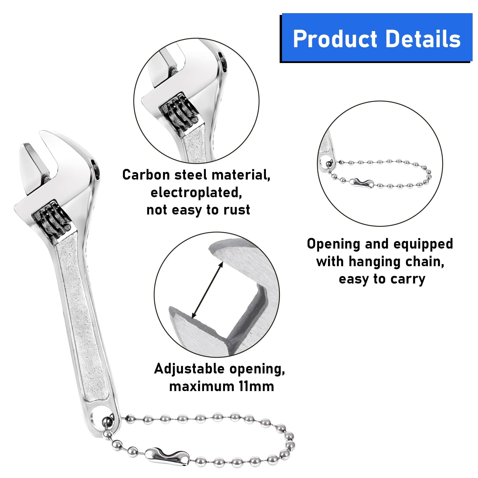 2 Pcs 2.5” Adjustable Spanner Mini Nut Wrench, Tiny Wrench Small CrescentWrench