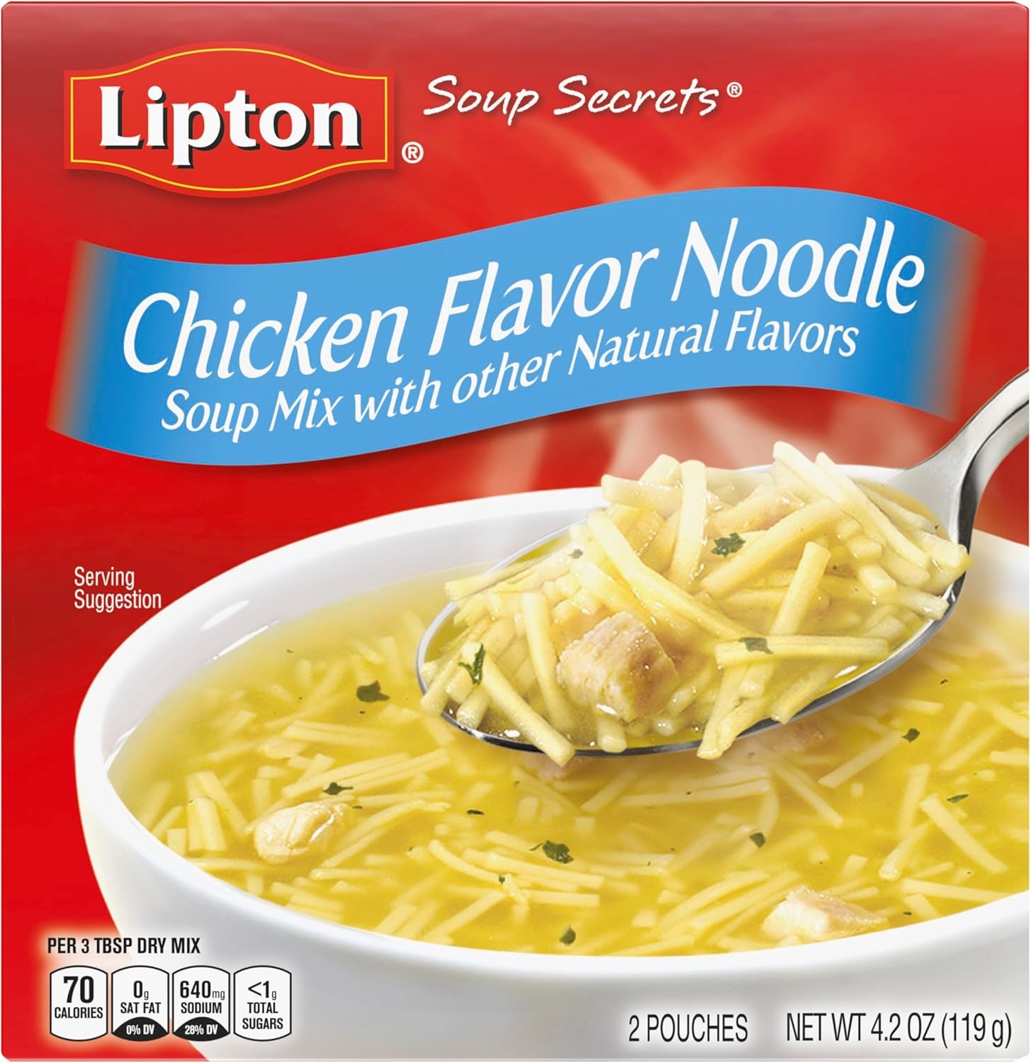 Lipton Instant Soup Mix Chicken Flavor Noodle For a Warm Cup of Soup Cooks in 5