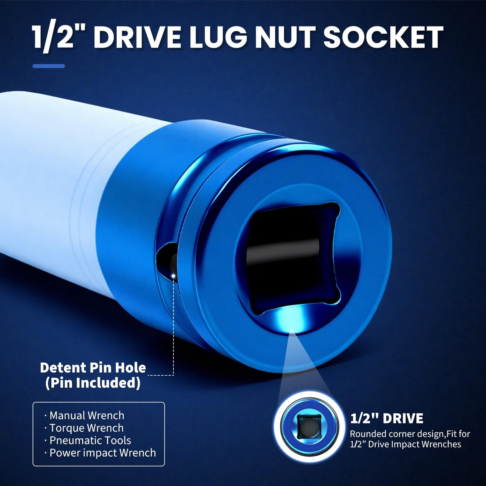 1/2 Drive Lug Nut Socket Set, 3PCS Metric 17mm 19mm 21mm Impact Socket with R…