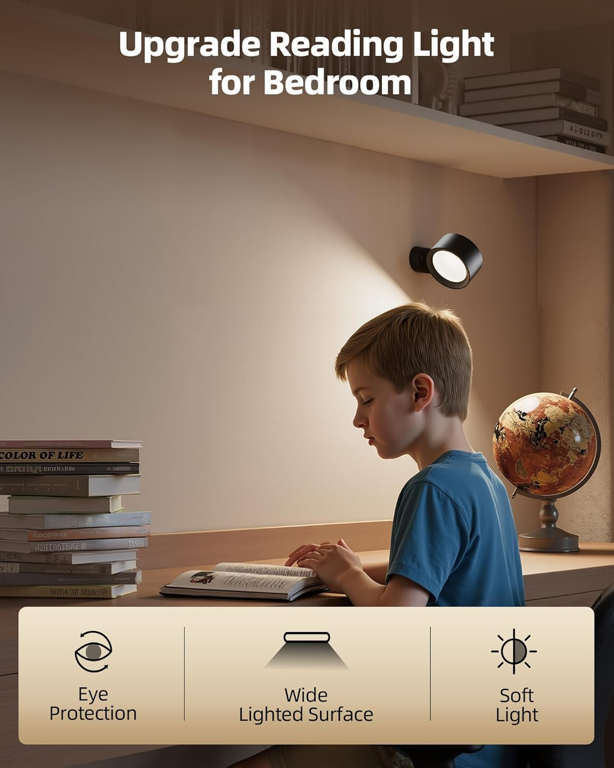 LED Wall Mounted Lights, Rechargeable Wall Sconces Lamp, 3 Color Temps & Remote