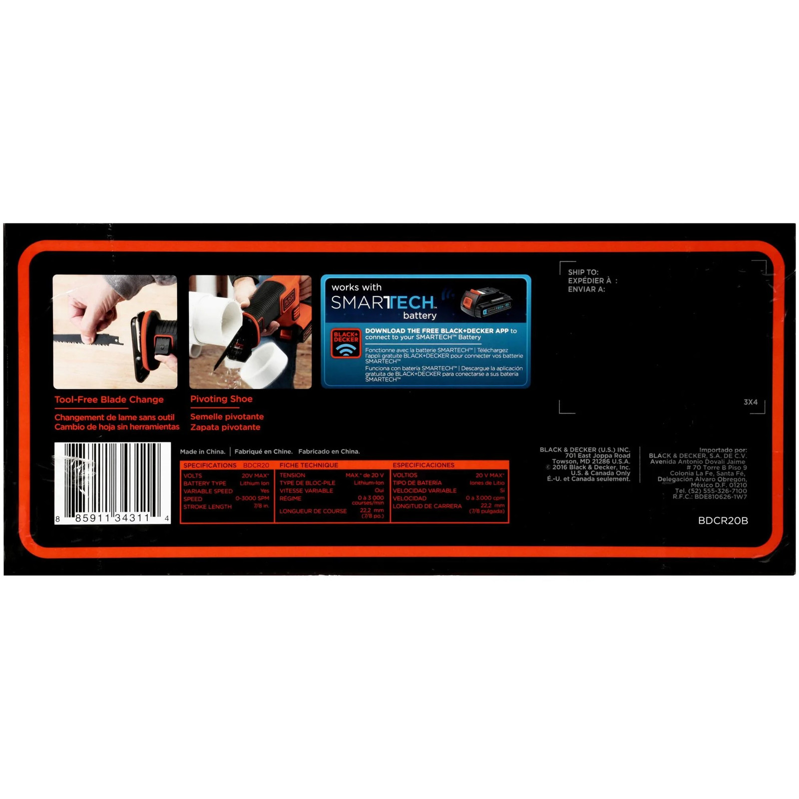 BLACK+DECKER 20V Max* Lithium Reciprocating Saw – BDCR20B