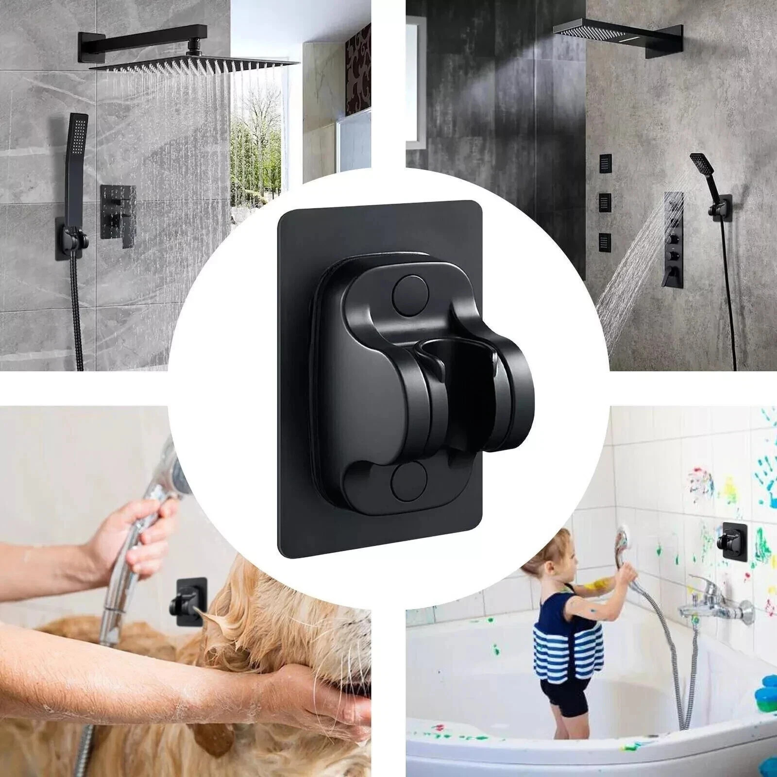 Self-adhesive Handheld Shower Head Holder Adjustable Wall Mount Shower Bracket