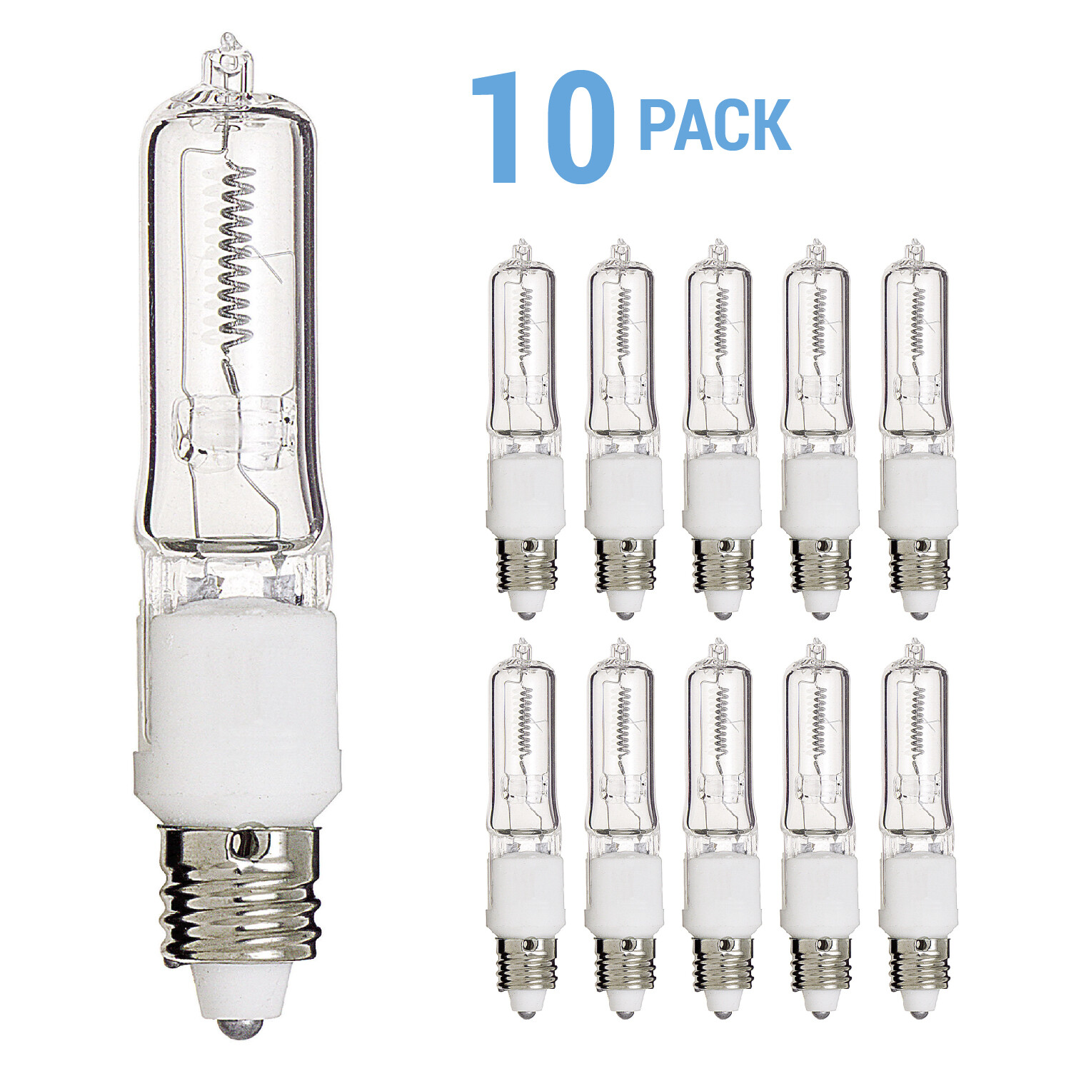 10 Pack Q50CL MC Clear Bulb 50W 120V JD T4 Dimmable Mini Candelabra E11 Base