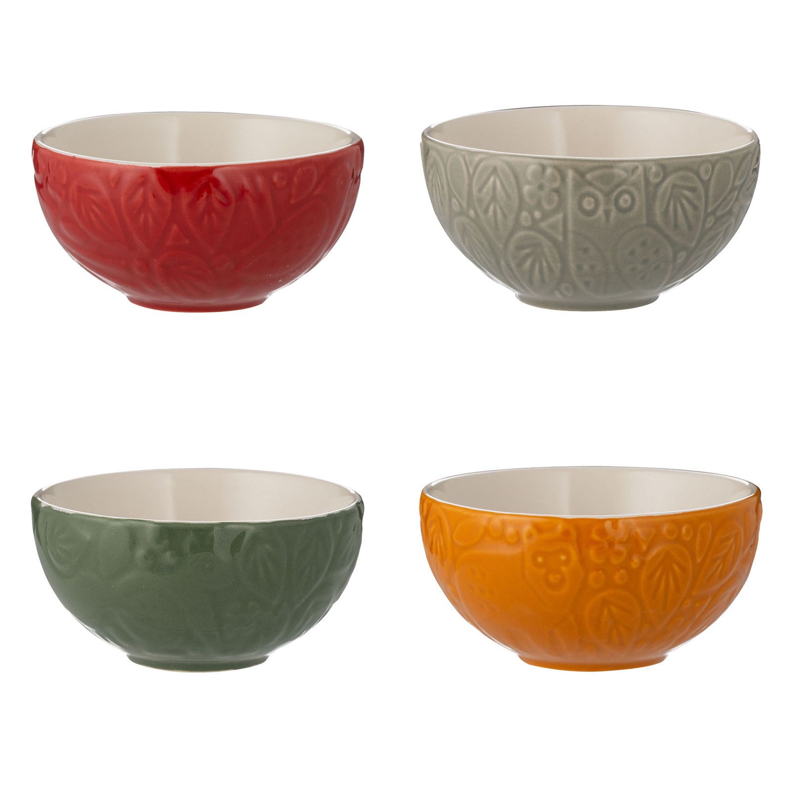 Mason Cash In the Forest Mini Bowl Set, 4 Stoneware Prep Bowls with Embossed