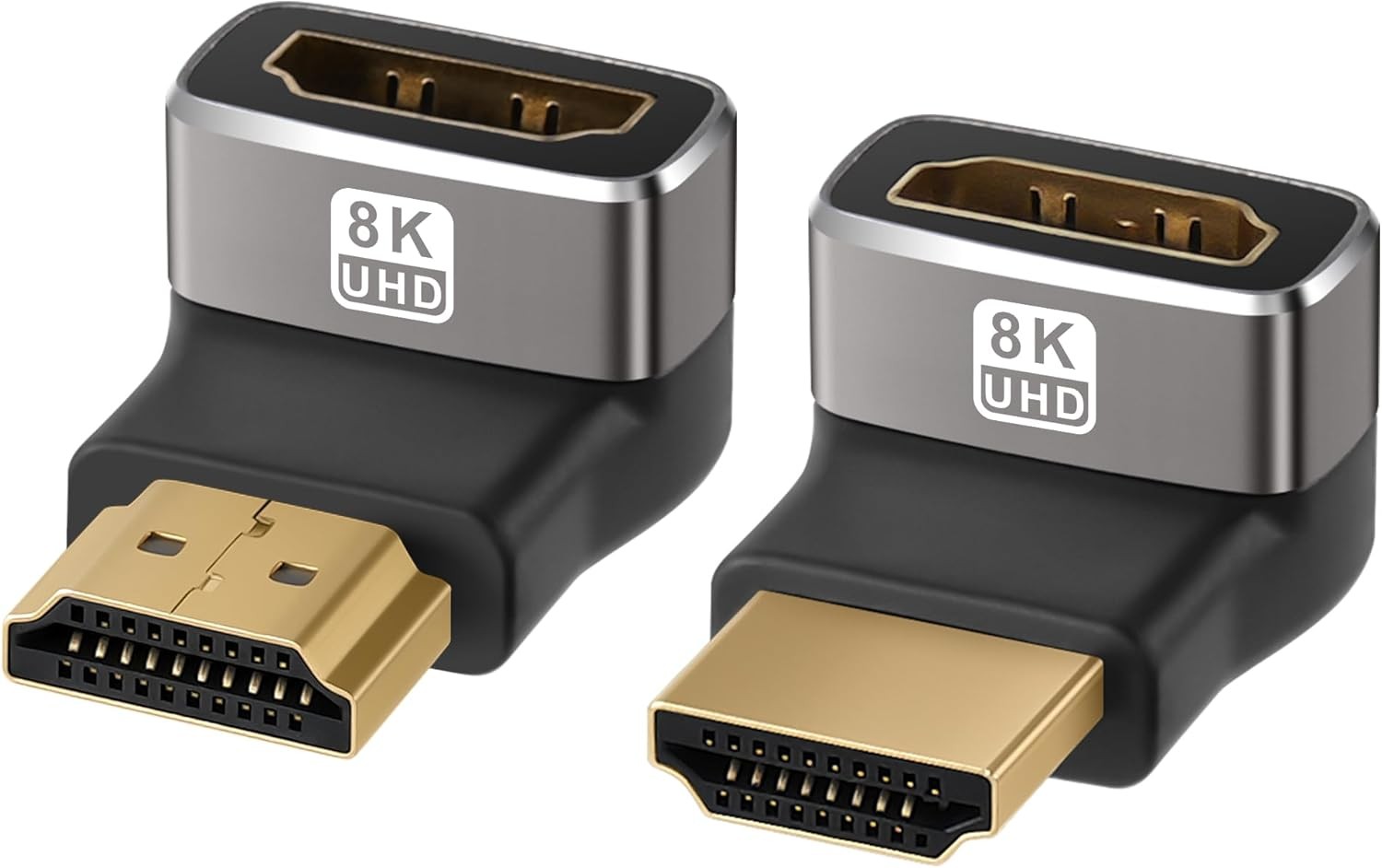 8K 90 Degree HDMI 2.1 Adapter 2 Pack, (Up and Down) Right Angle HDMI Male to Fem