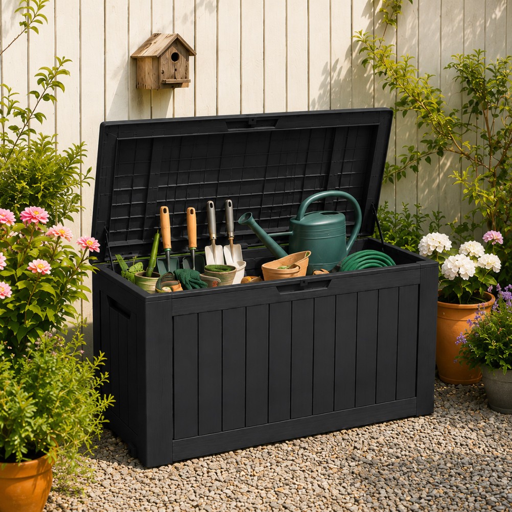 80-320 Gallon Waterproof Resistant Resin Lockable Deck Box Outdoor Storage Box