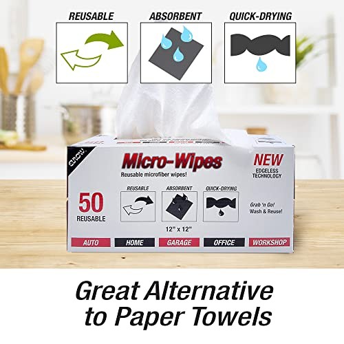 200GSM Microfiber Cleaning and Drying Cloths with Dispenser 12 x 12 in Blue