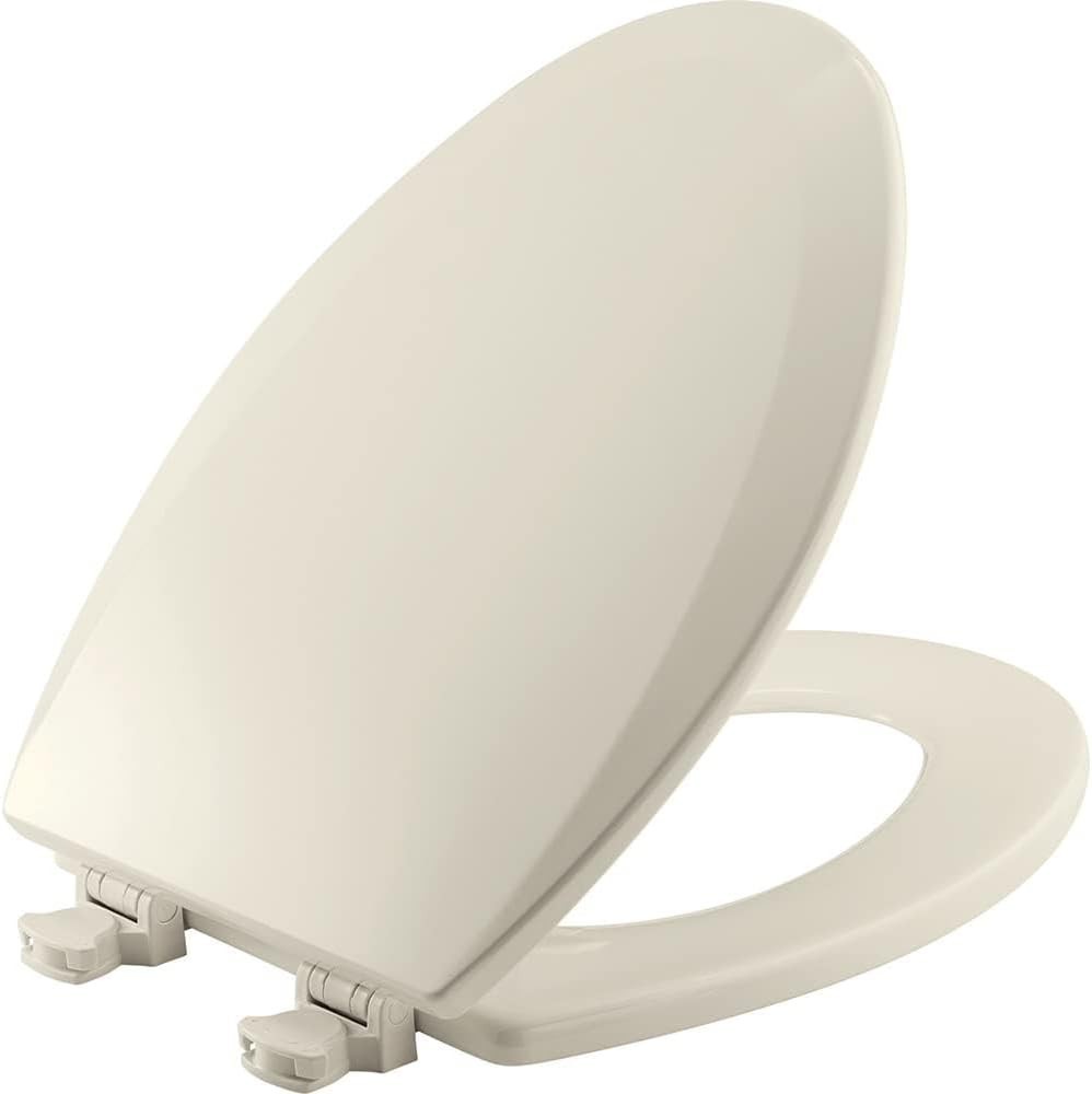 Bemis 1500EC Durable Wood Toilet Seat with Easy Clean Hinges Elongated, Biscuit