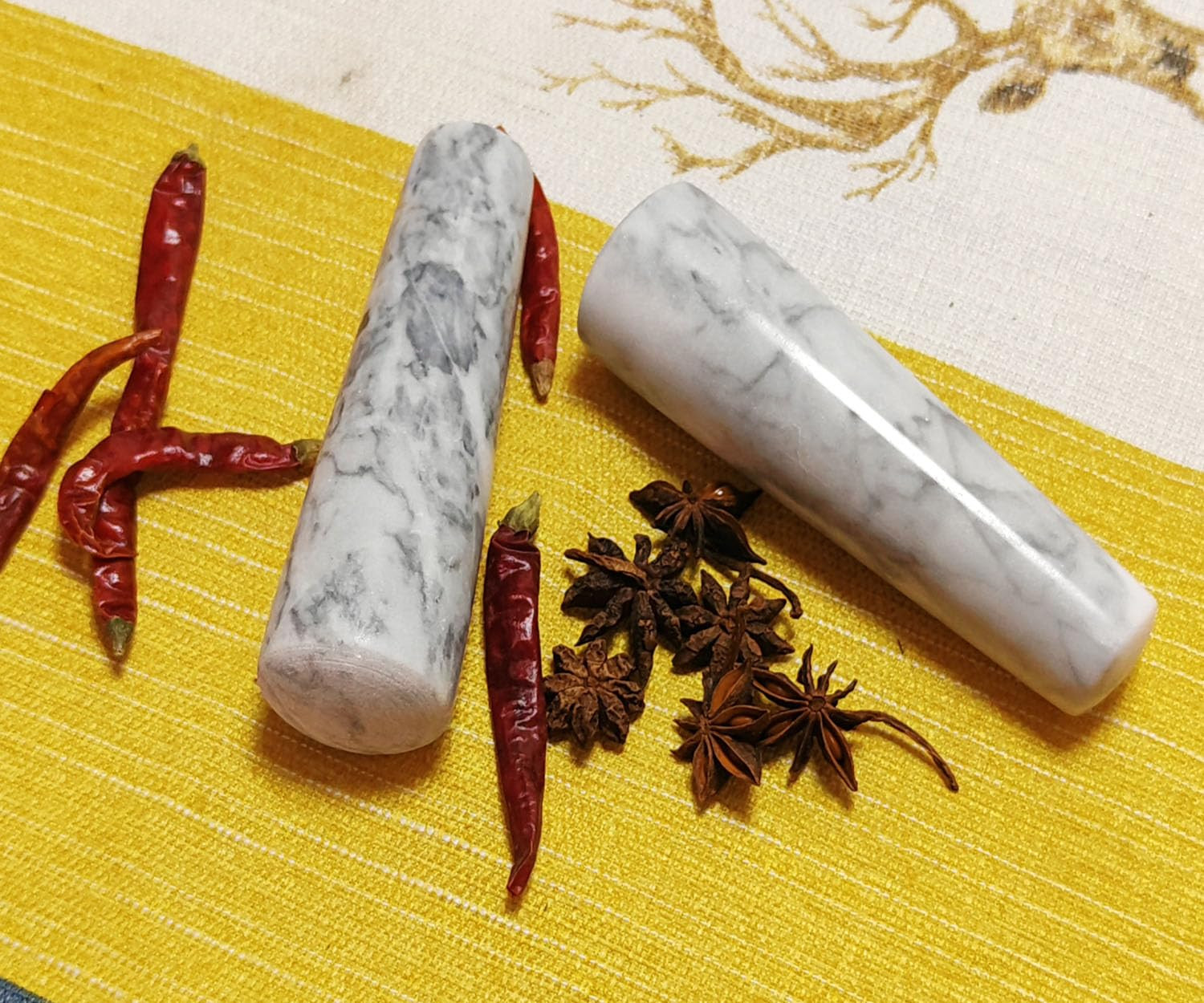 Marble Granite Pestle Replacement Light Gray White 5.3 Inch Heavy Stone Manual G
