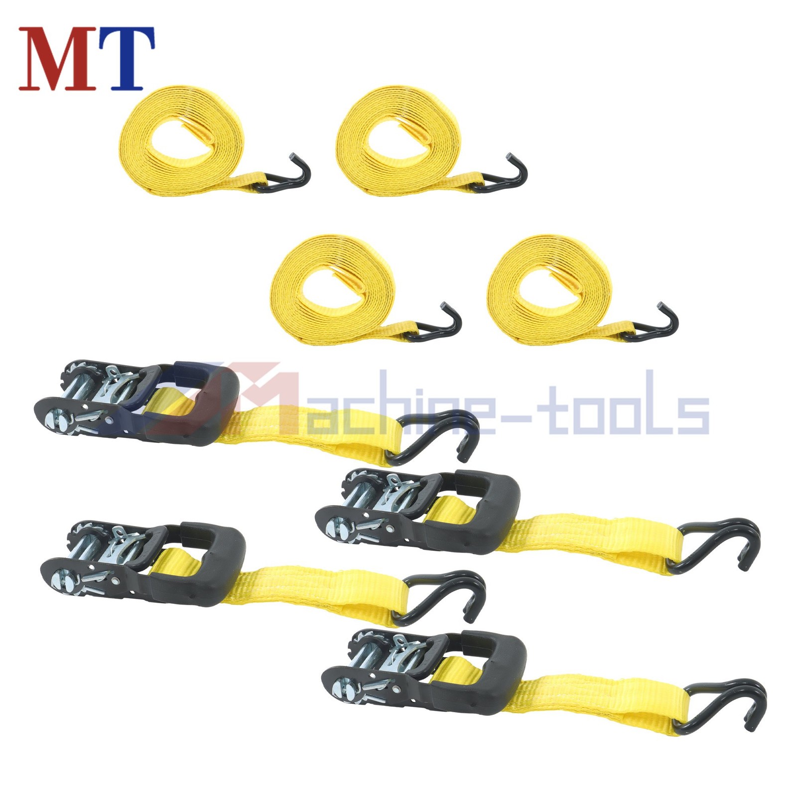4 Pcs 1.5 Inch x 16 Ft Ratchet Straps – 1100lbs Capacity, 3300lbs Break Strength