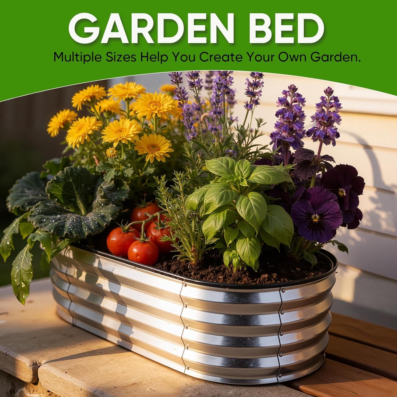 2 Pack Galvanized Raised Garden Bed Kit Oval Metal Planter Boxes Outdoor