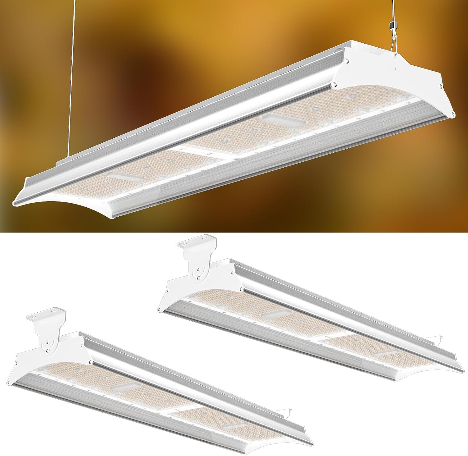 2Pack 500W(576 * 1W LED) LED Commercial Diamond Linear High Bay Light 75000LM [E