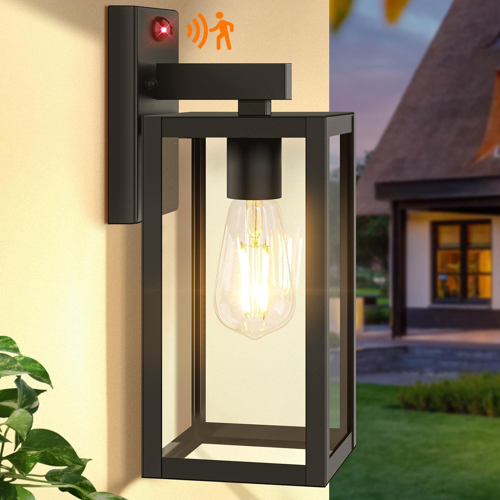 Upgraded Motion Sensor Outdoor Wall Light, 13” Dusk to Dawn Porch Light Outdoor