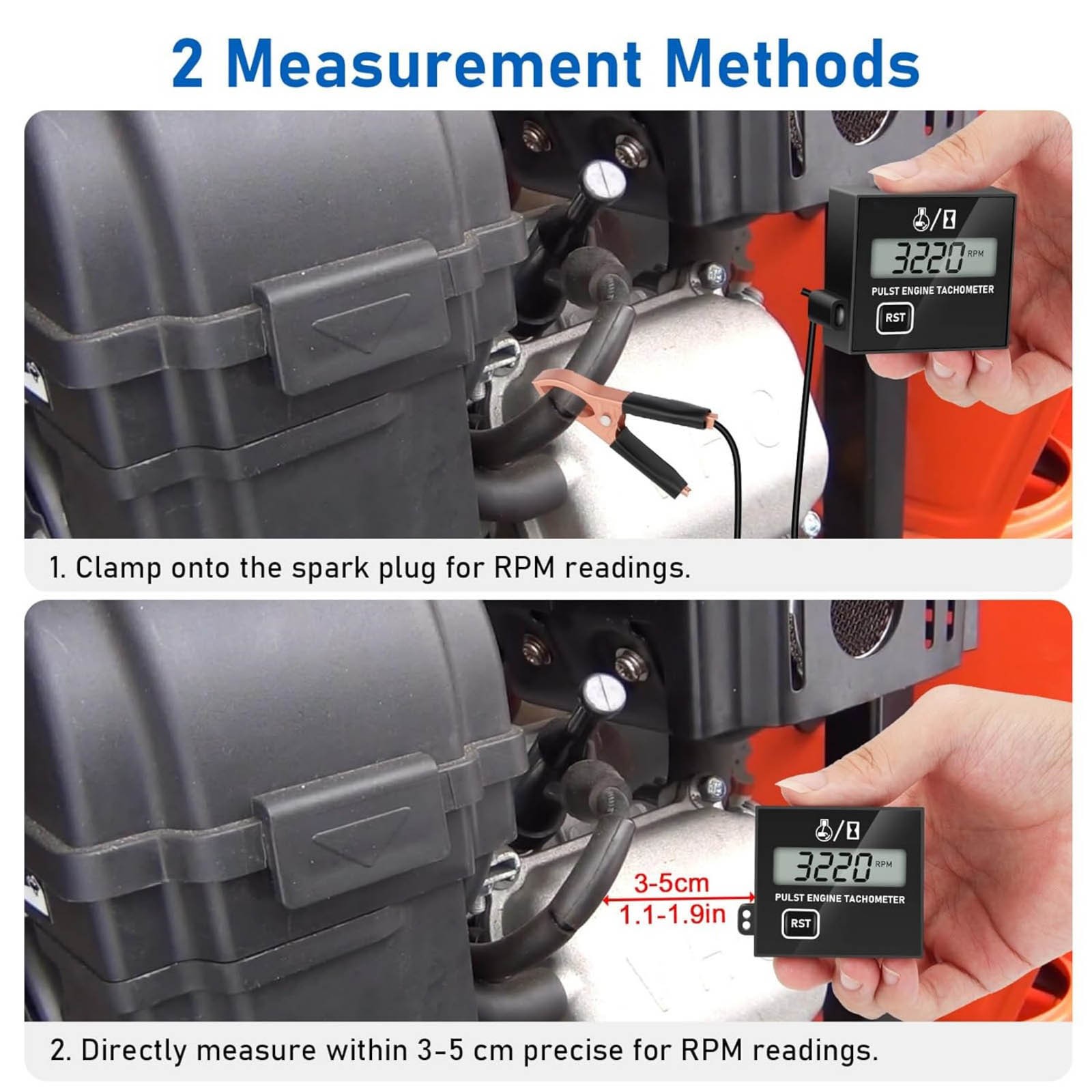 30000RPM Durable 2 & 4 Stroke Tachometer Gauge For Small Engine Tachometer